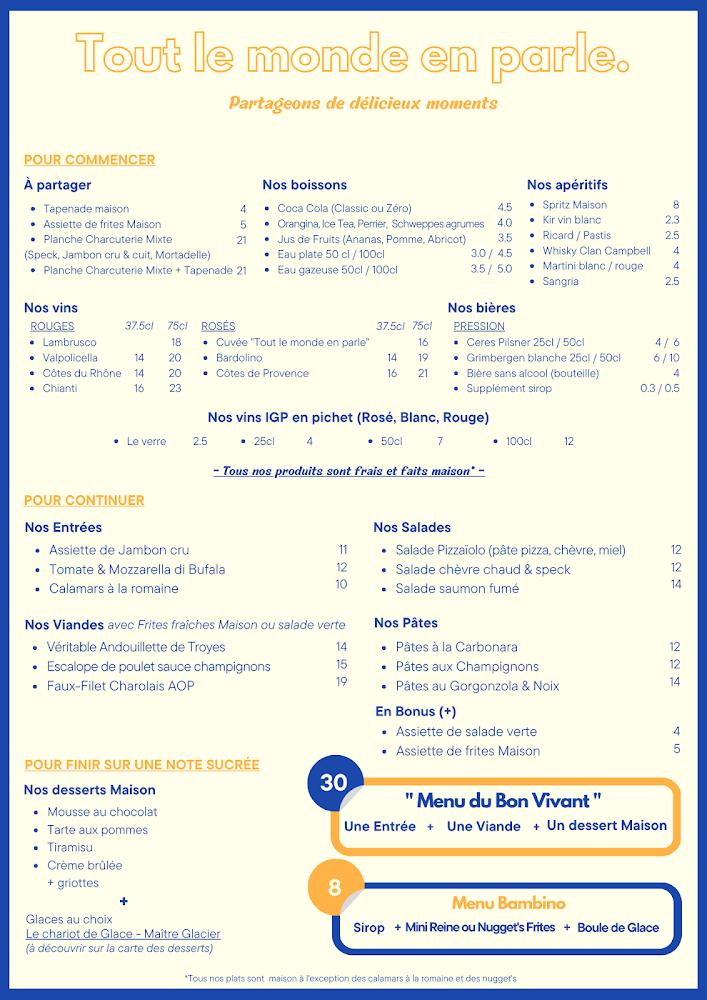 Tout le monde en parle - Restaurant / Pizzeria - Menu Image 4